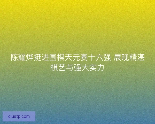 陈耀烨挺进围棋天元赛十六强 展现精湛棋艺与强大实力